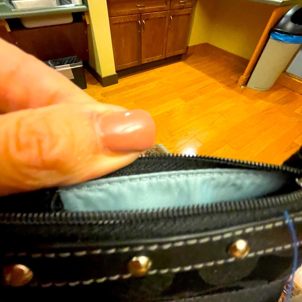Coach Black and Silver Wallet with Textured Fabric and Zipper Closure - Picture 6 of 7